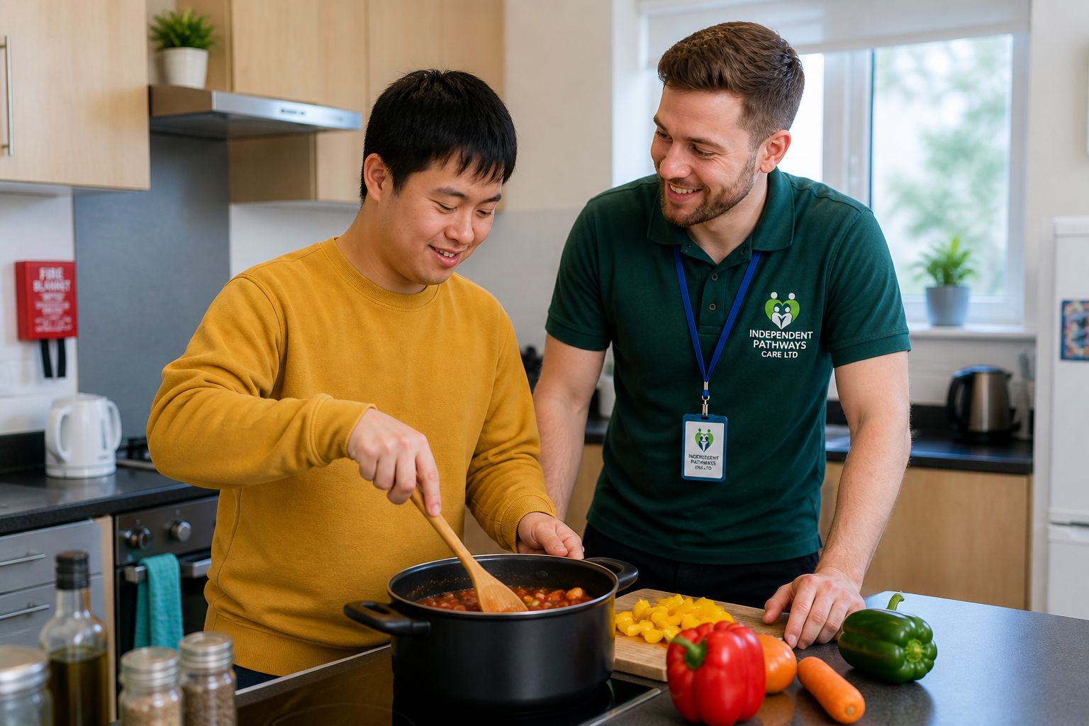 Support worker assisting an individual in their home